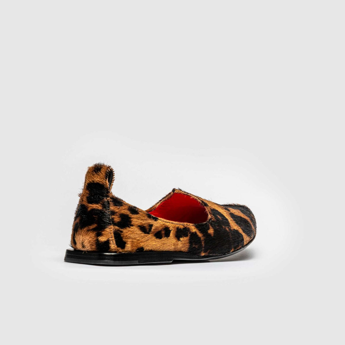 JOCO Austin men's Mojri loafer in leopard pony hair calfskin, red lambskin lining, handmade in Lucca, Italy