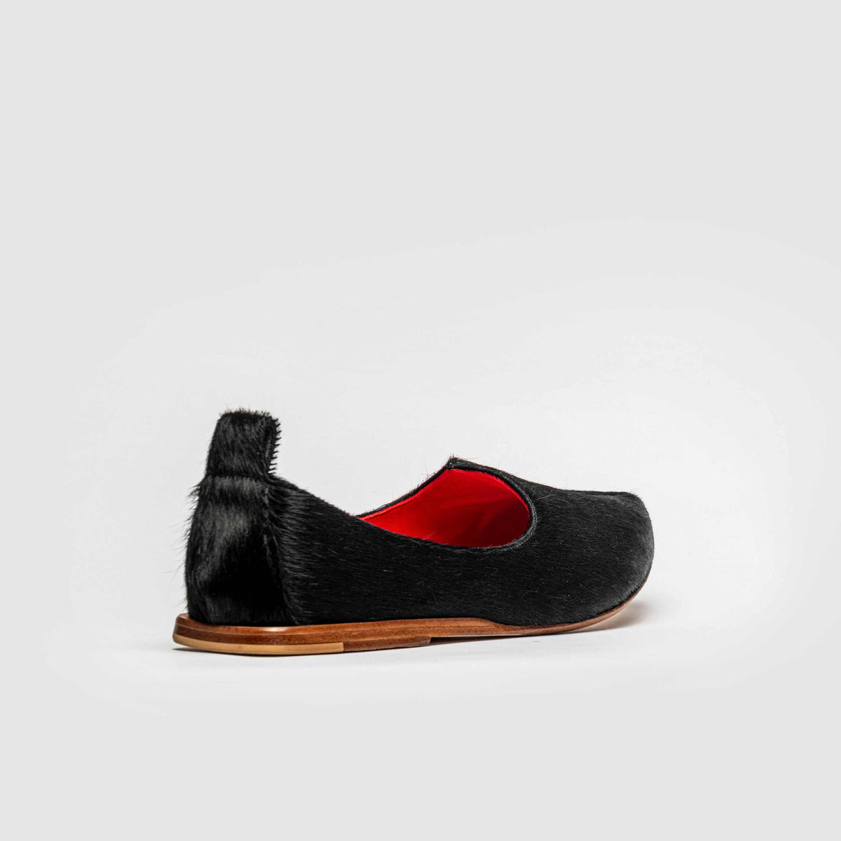 JOCO Austin Mojri loafer in black pony hair calfskin, red lambskin lining, handmade in Lucca, Italy