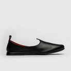 Men's black loafers inspired by Rajasthani Mojris, handcrafted Italian leather shoes with elegant finish