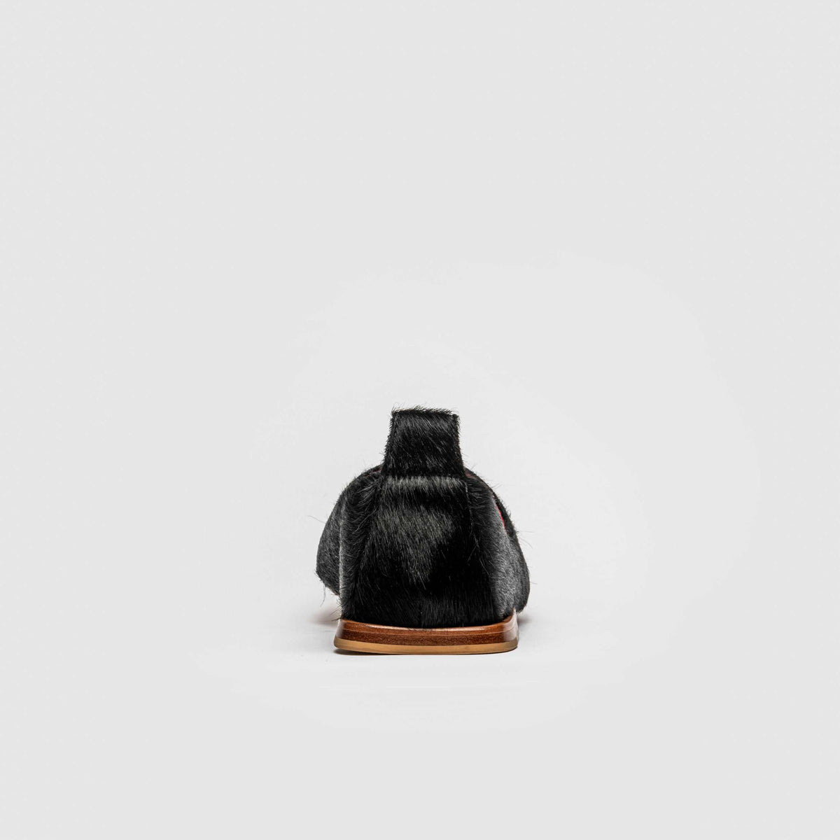 JOCO Austin Mojri loafer in black pony hair calfskin, red lambskin lining, handmade in Lucca, Italy