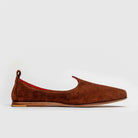 JOCO Granada Mojri loafer in rust brown suede, red lambskin lining, handmade in Lucca, Italy