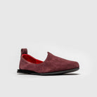 JOCO Granada women's Mojri loafer in burgundy suede, red lambskin lining, handmade in Lucca, Italy