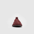 JOCO Granada women's Mojri loafer in burgundy suede, red lambskin lining, handmade in Lucca, Italy