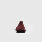 JOCO Granada women's Mojri loafer in burgundy suede, red lambskin lining, handmade in Lucca, Italy