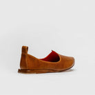JOCO Jodhpur men's Mojri loafer in cognac brown calfskin, red lambskin lining, handmade in Lucca, Italy