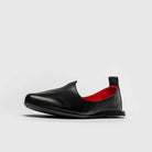 JOCO Jodhpur women's Mojri loafer in black calfskin, red lambskin lining, handmade in Lucca, Italy